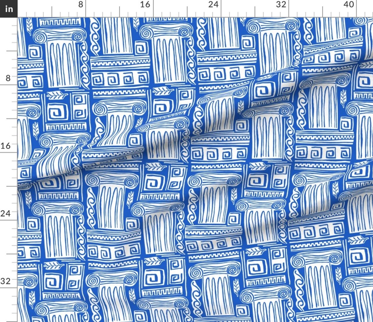 Various Fabrics by the Yard or Fat Quarter Greek Columns Greek Key Architecture Doodle City Life Blue Ancient Greece Custom Printed Fabric by Spoonflower